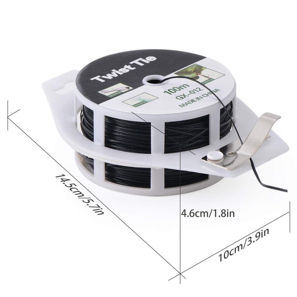 YDSL 328ft (100m) Twist Ties, Green Garden Plant Ties with Cutter for Gardening and Office Organization, Home