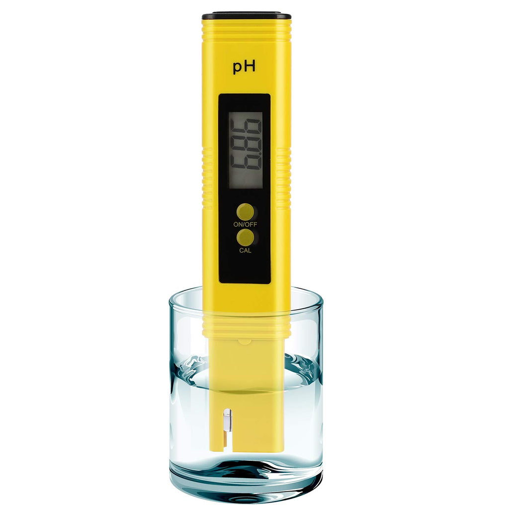 Digital pH Meter Tester Pen for Water, Pre-Calibrated, High Accuracy ±0.01, 0–14 pH Range, Pocket Size for Drinking Water, Pool, Aquarium & Hydroponics (Yellow)