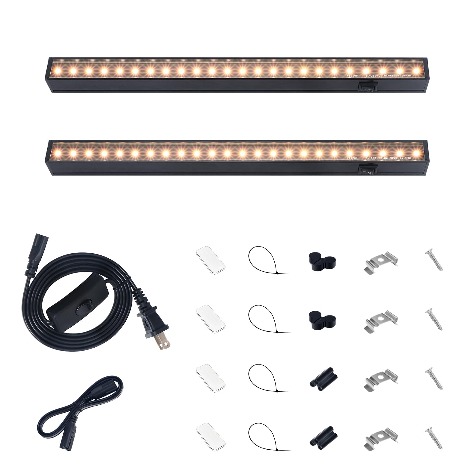 Barrina Grow Lights for Indoor Plant, T5 1FT Full Spectrum, Yellow, 4 Packs | Black Cover LED Grow Light Strips, Linkable, Plant Light for Indoor Plants Growing, 3 Mounting Modes, Separate On/Off