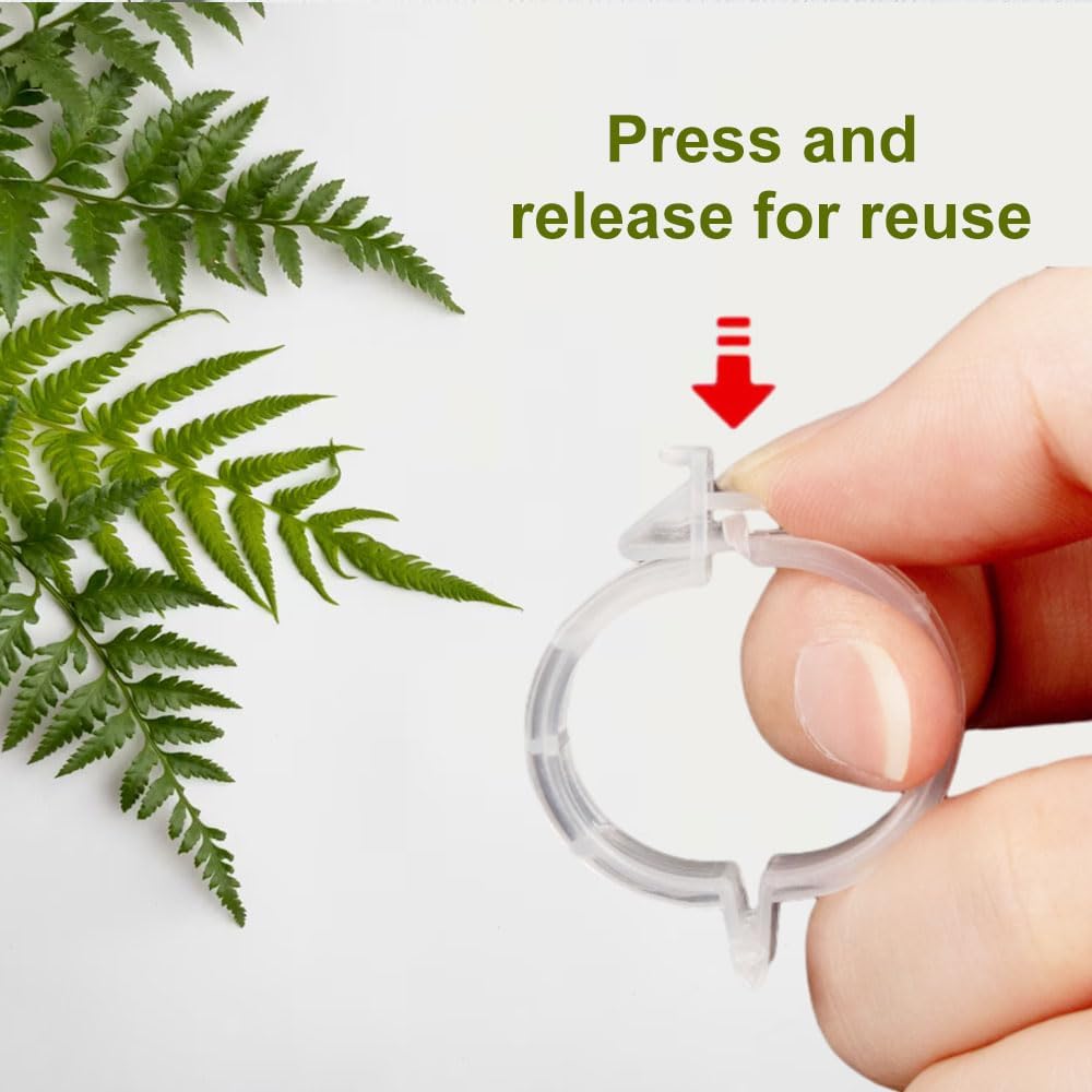 Plant Support Clips, Garden Clips for Climbing Plants, Tomato Clips Plastic Plant Clips, Plant Clips for Support Grape Tomato Vegetables Plants to Grow Upright Makes Plants Healthier (100, Green)