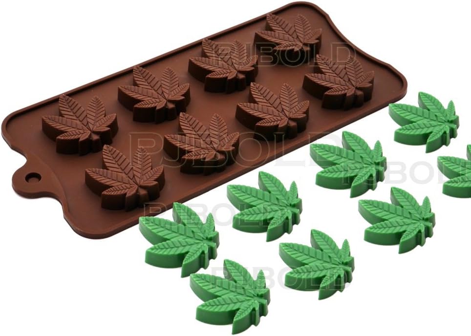 Marijuana Weed Hemp Leaf Silicone Molds for Pot Candy Mold Chocolate Gummy Gummies, 2 Pack