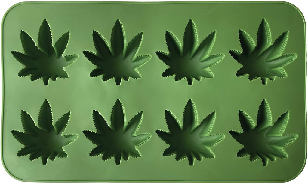 Beistle , 3 Piece Weed Ice Molds, 9" x 5.25", Green | Flexible silicone mold creates eight cannabis leaf-shaped ice cubes, chocolates, candies, gelatin treats, and frozen desserts