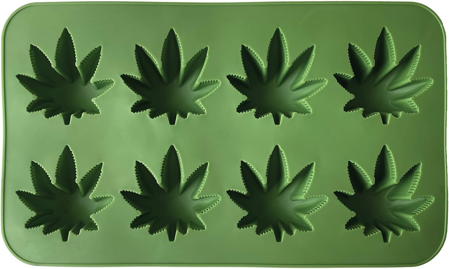 Beistle , 3 Piece Weed Ice Molds, 9" x 5.25", Green | Flexible silicone mold creates eight cannabis leaf-shaped ice cubes, chocolates, candies, gelatin treats, and frozen desserts