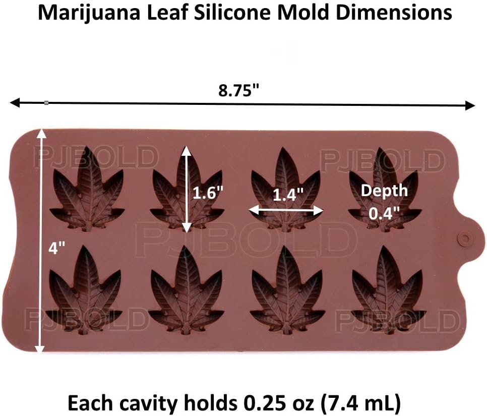 Marijuana Weed Hemp Leaf Silicone Molds for Pot Candy Mold Chocolate Gummy Gummies, 2 Pack