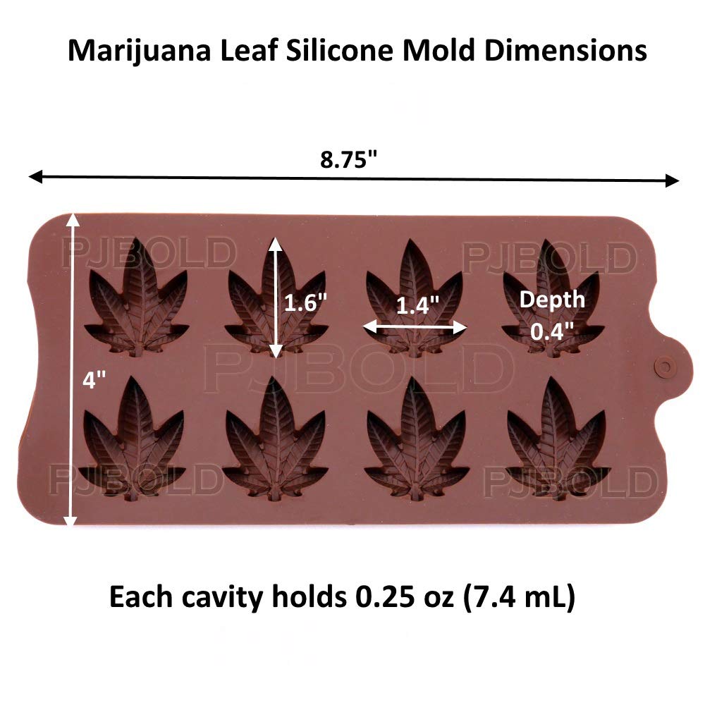 Marijuana Leaf Silicone Trays for Chocolate Gummies Party Novelty Gift Mold with Dropper, 3 Pack