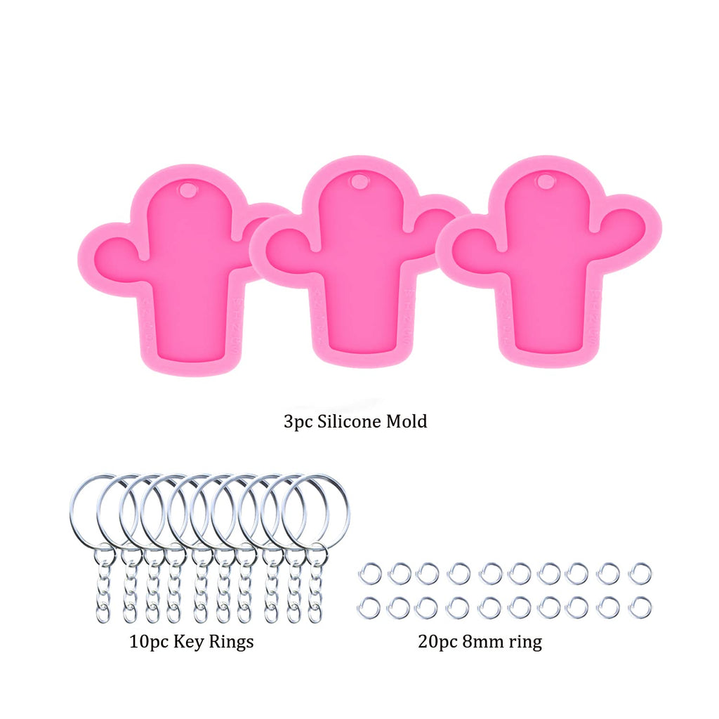 3pc Marijuana Silicone Keychain Mold, Pot Leaf Hemp Resin Epoxy Molds with 10Pc Key Ring (DY0156+DY0156+DY0156+PJ)