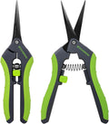 2pcs 6.5" Pruning Shears for Gardening Ultra Sharp Garden Scissors | Plant Snips for Precise Cuts, Stainless Steel Bonsai Clippers with Spring Loaded, Garden Shears (1pc Straight & 1pc Curved)