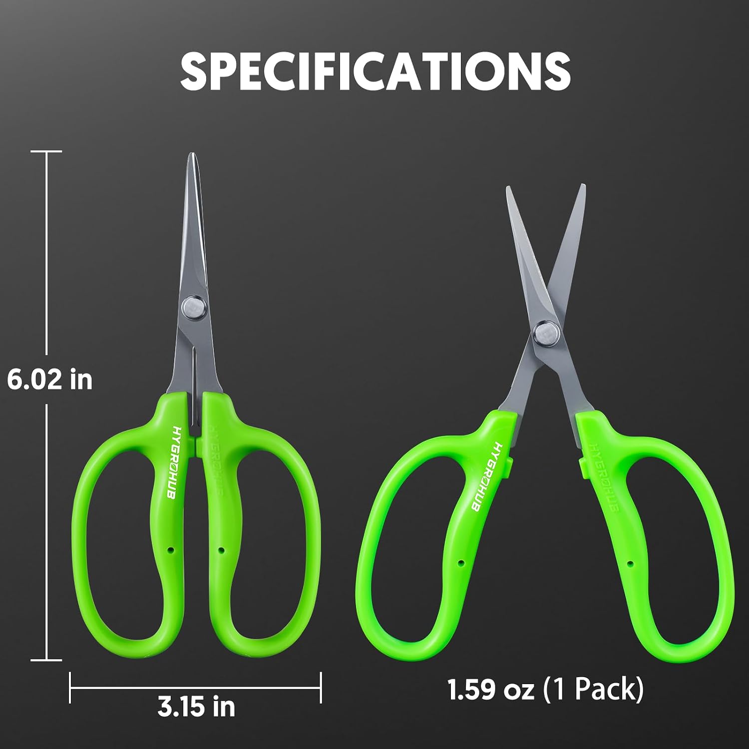 Garden Scissors, 6-in Curved Blade Pruning Shears, Non-Stick Coated Steel | Sharp Small Gardening Snips for Plants, Herbs, Flowers in Grow Tent and Hydroponics, Garden Trimming Tools, Easy to Clean