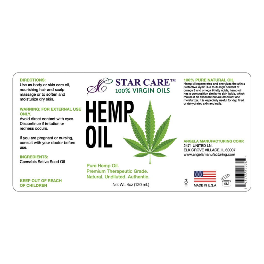 100% Virgin Hemp Oil Pure Cannabis Sativa Seed Oil for Face, Body, Hair, and Nails – Made in USA, 4oz (120ml)