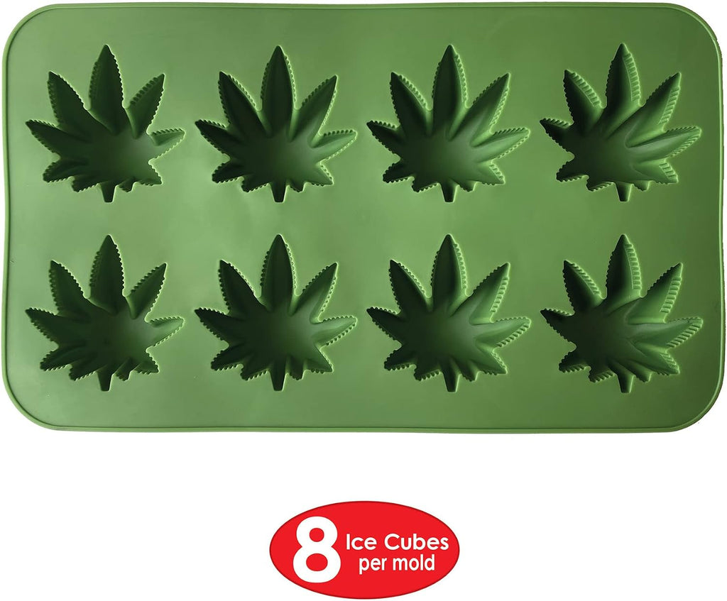 Beistle , 3 Piece Weed Ice Molds, 9" x 5.25", Green | Flexible silicone mold creates eight cannabis leaf-shaped ice cubes, chocolates, candies, gelatin treats, and frozen desserts