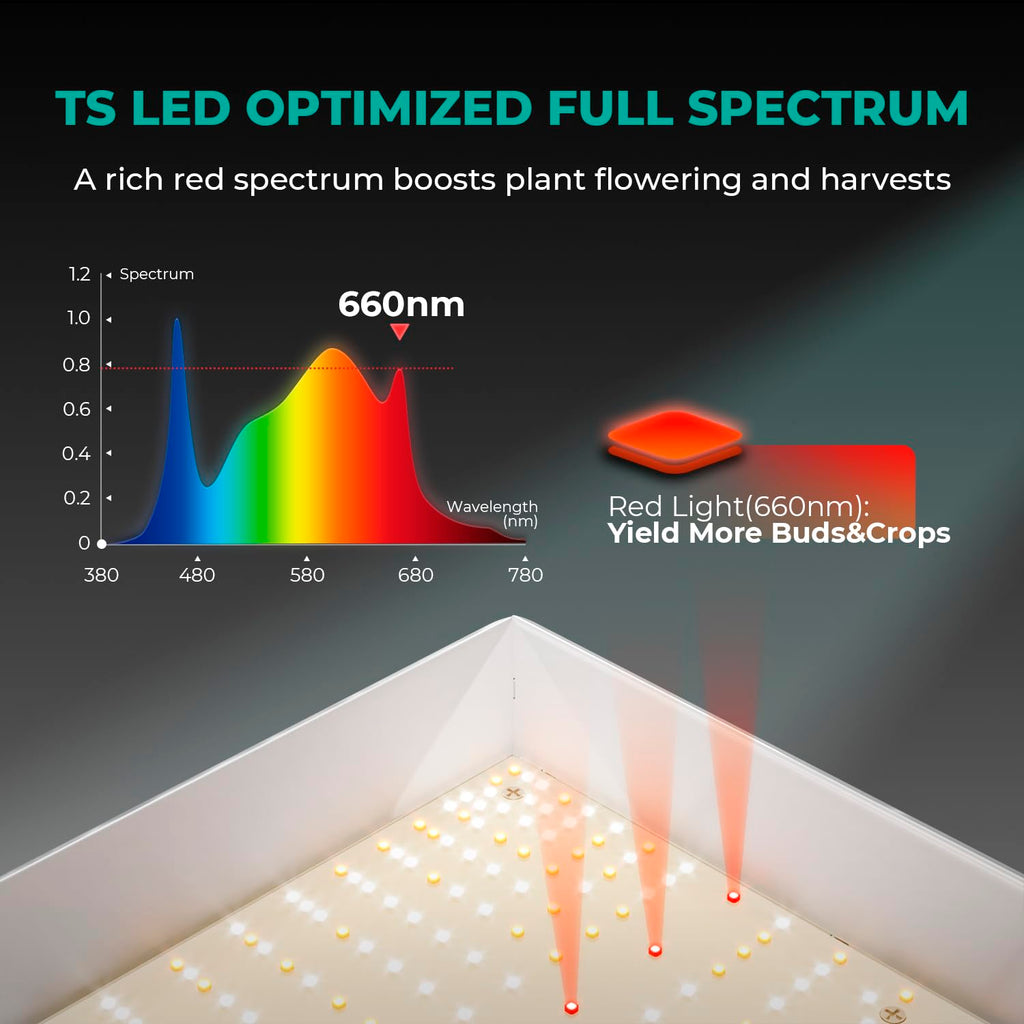 MARS HYDRO 150W TS1000 LED Grow Light for Indoor Plants Full Spectrum | Patented Reflective Hood, Dimmable & Silent Fanless, Daisy-Chain Link, Uniform Light for 2x2/3x3 Grow Tent, Veg to Bloom