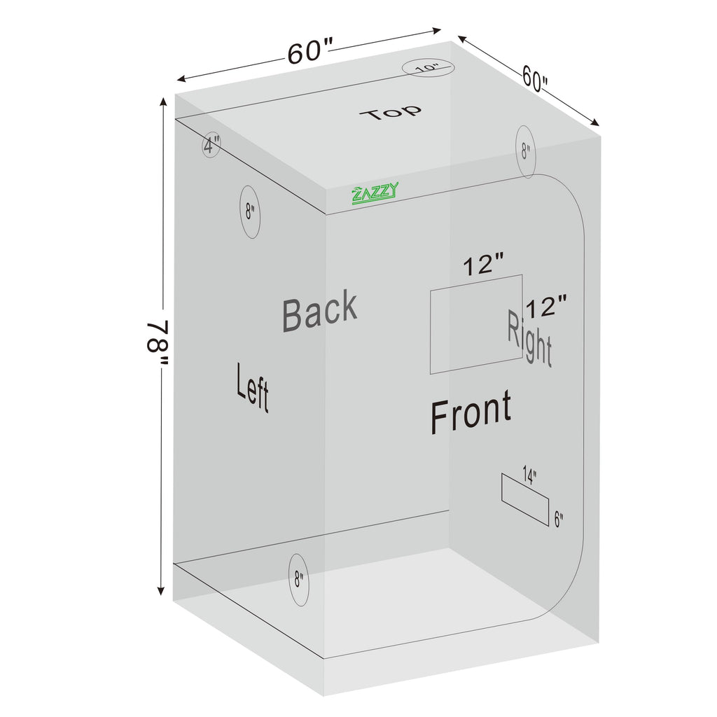 zazzy 3'X3' Grow Tent 32"x32"x63", High Reflective Mylar Growing Tent | Observation Window, Removable Floor Tray and Tool Bag for Planting Indoor Fruit Flower Veg