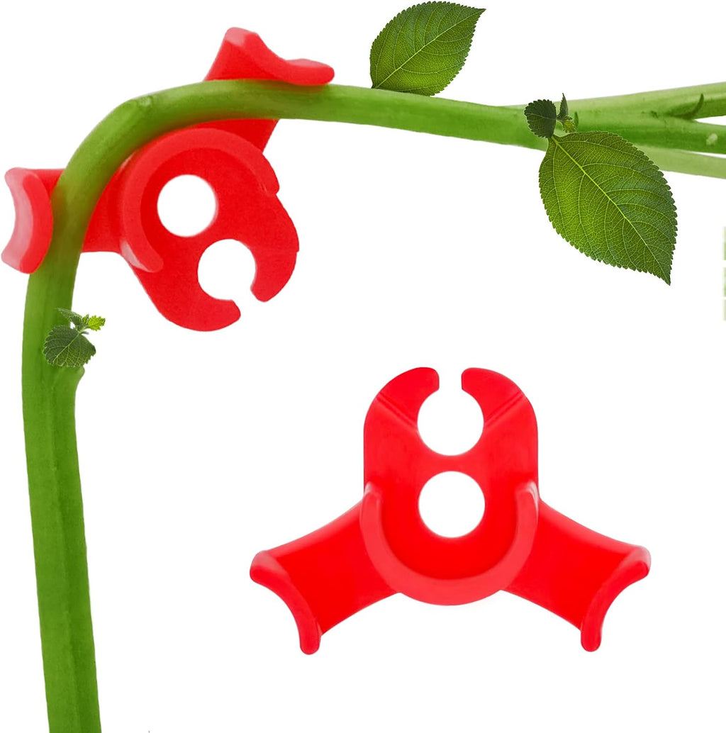 30-Pack 90° Plant Training Clips, Red Plant Clips | Reusable low-stress clips, fits stems under 0.25 in, deep grooves reduce slipping, improves airflow and light for plants