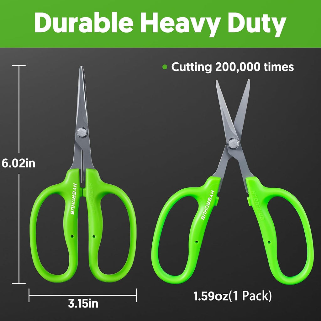 Garden Scissors, 6-in Curved Blade Pruning Shears, Non-Stick Coated Steel | Sharp Small Gardening Snips for Plants, Herbs, Flowers in Grow Tent and Hydroponics, Garden Trimming Tools, Easy to Clean