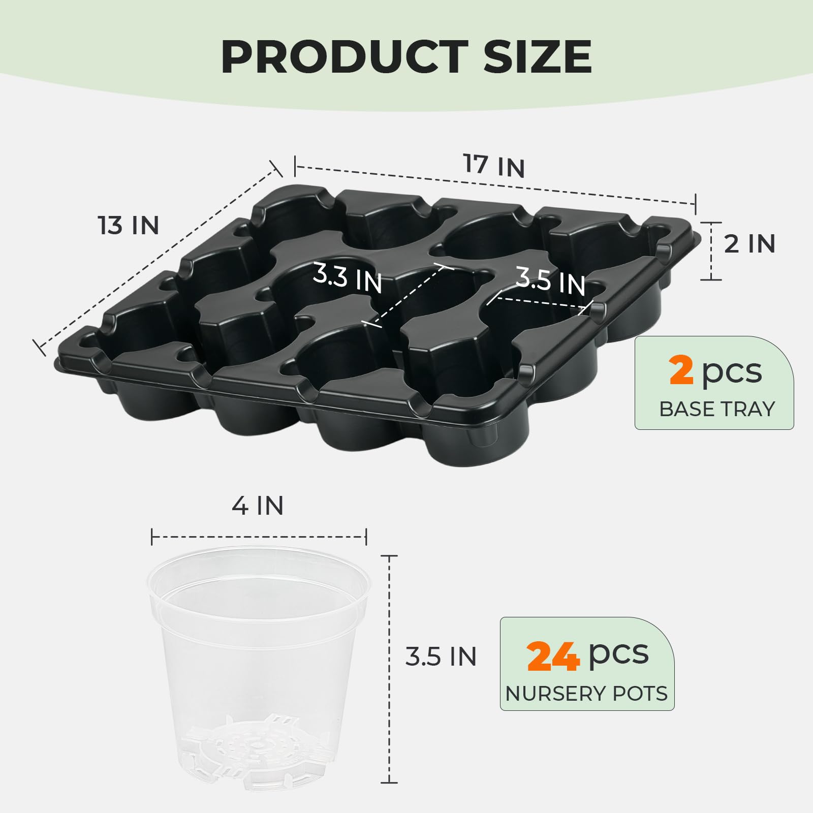 4 Pack 20 Cell Seed Starting Trays with 4 Vented Humidity Domes | Compatible with standard 3 inch nursery pots. Thick reusable trays have deep cells, raised bases and adjustable dome vents.