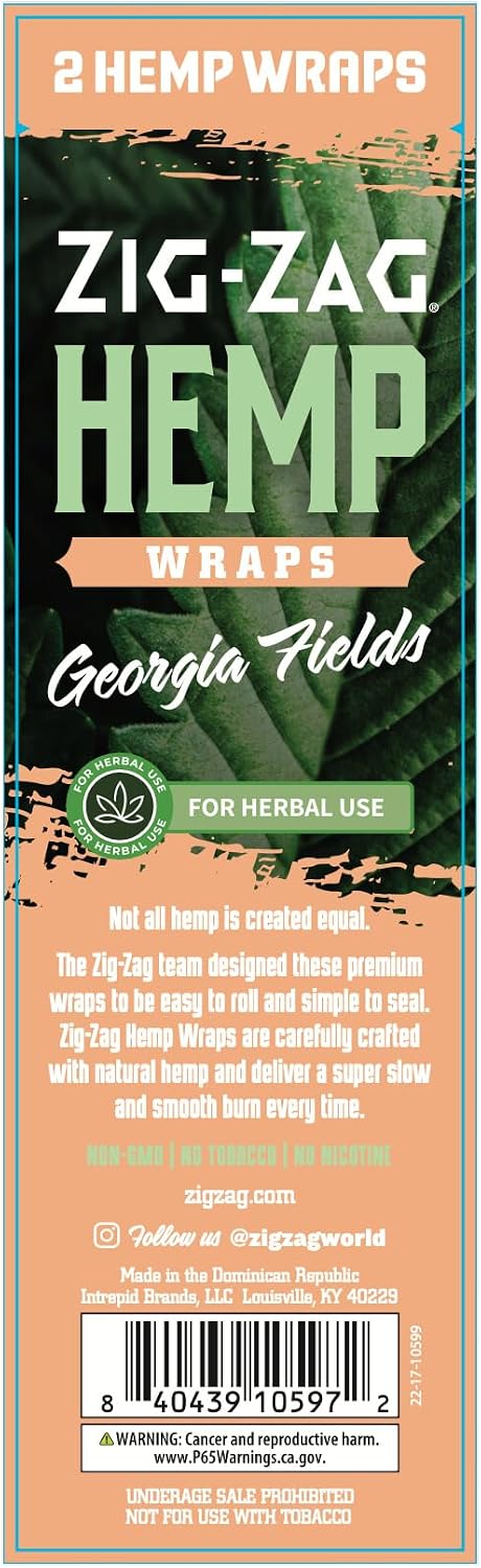 ZIG-ZAG Hemp Wraps Rolling Papers, Mellow Haze 6 pack | 2 sheets per pack, Slow Burn, Plant Based