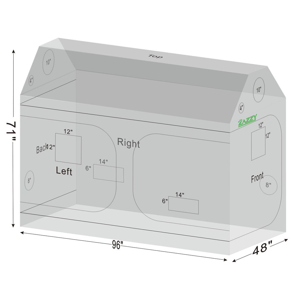 zazzy 3'X3' Grow Tent 32"x32"x63", High Reflective Mylar Growing Tent | Observation Window, Removable Floor Tray and Tool Bag for Planting Indoor Fruit Flower Veg