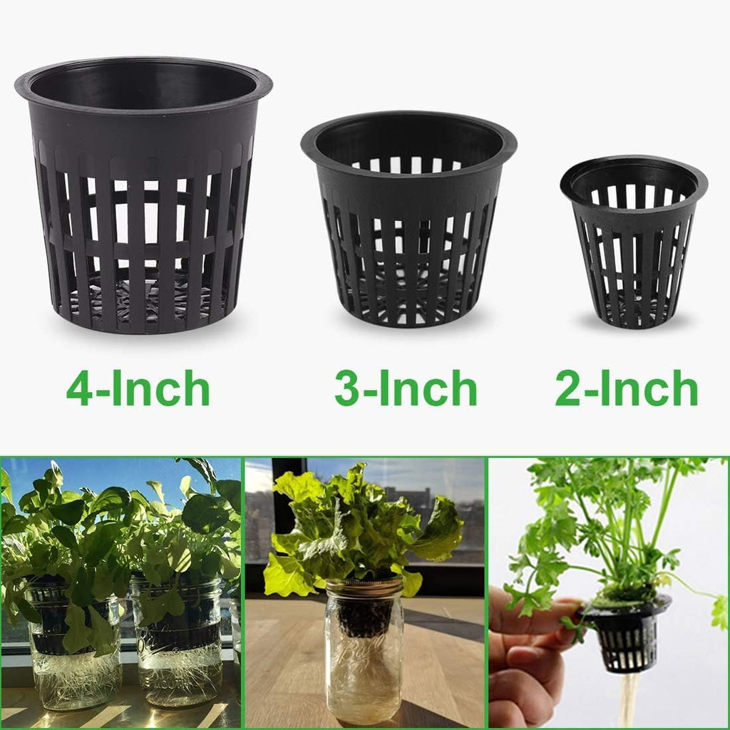 GROWNEER Net Pots 50 Pcs 2 Inch Garden Slotted Mesh Net Cups with 50Pcs Plant Labels, Heavy Duty Hydroponic Pot Supplies Planting Grow Basket for Indoor Outdoor