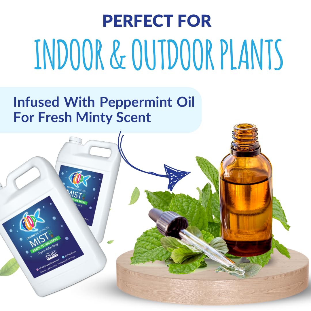 FOOP Mist Foliar Spray - Organic Plant Food in a Spray Bottle (with a Fresh Minty Scent) | Spray on Plants to Correct & Prevent Nutrient Deficiencies | Ready to Use, No Mixing (32oz)