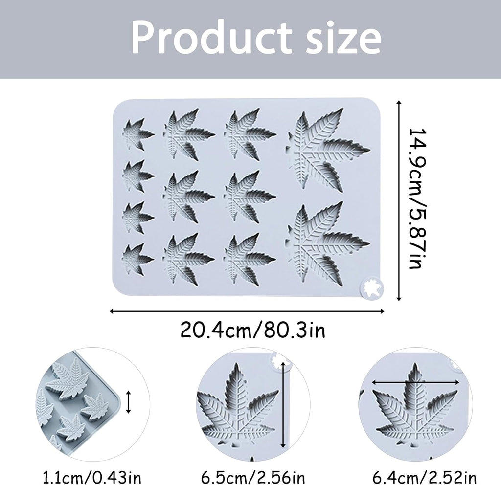 Leaf Silicone Mold for Chocolate Candy Soap Gummy | 12-Cavity Tray, 20.4 x 14.9 cm, Maple Leaf Shape, For Baking & Crafts, Pack of 2