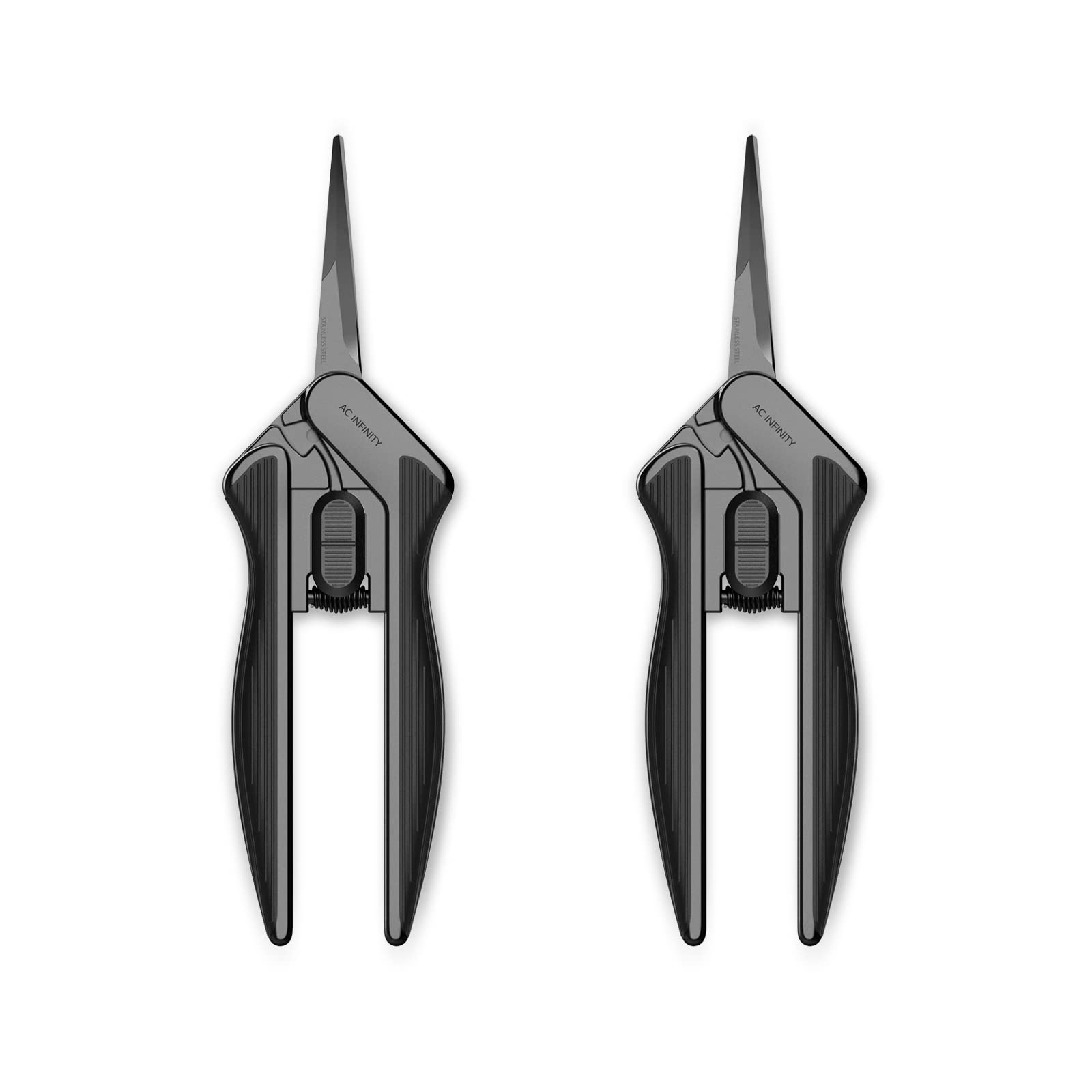 AC Infinity 6.6” Stainless Steel Curved Pruning Shear 2-Pack | Lightweight Ergonomic Design, Curved Precision Blades with Nonstick Teflon Coating for Gardening, Hydroponics, Grow Tents