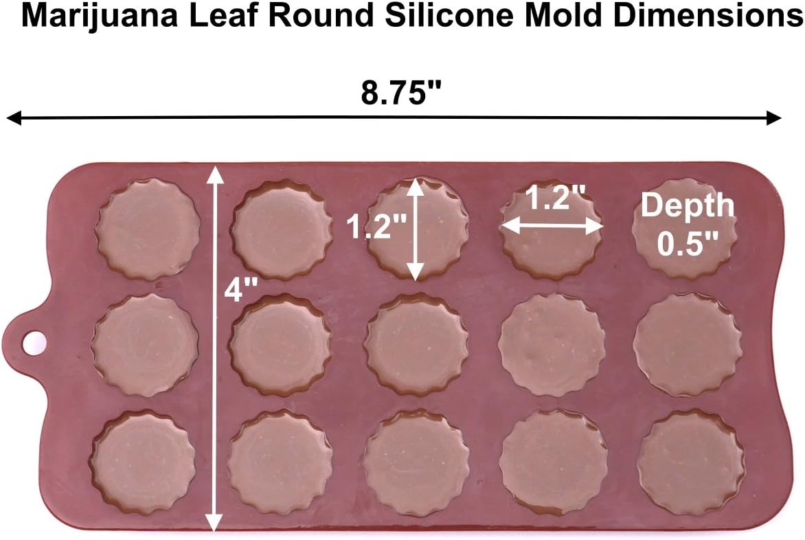 Marijuana Leaf Embossed Silicone Chocolate Candy Mold Ice Cube Trays, 2 Pack