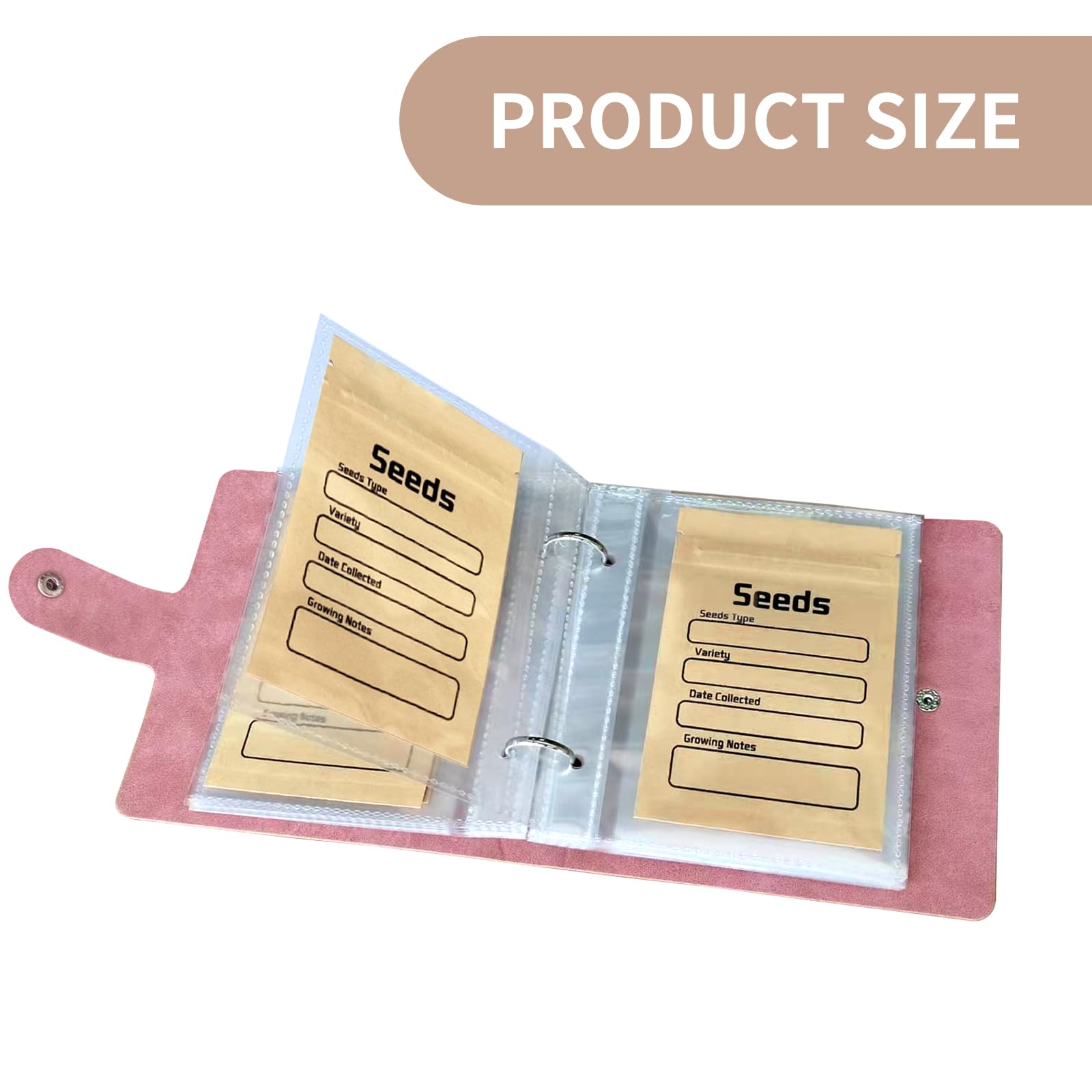 Seed Organizer Storage Binder with 50 PCS Resealable Seed Envelopes, Cyan | 50 Pockets, 3.5x5 Inch Clear Sleeves, Seed Saver for Garden Lover