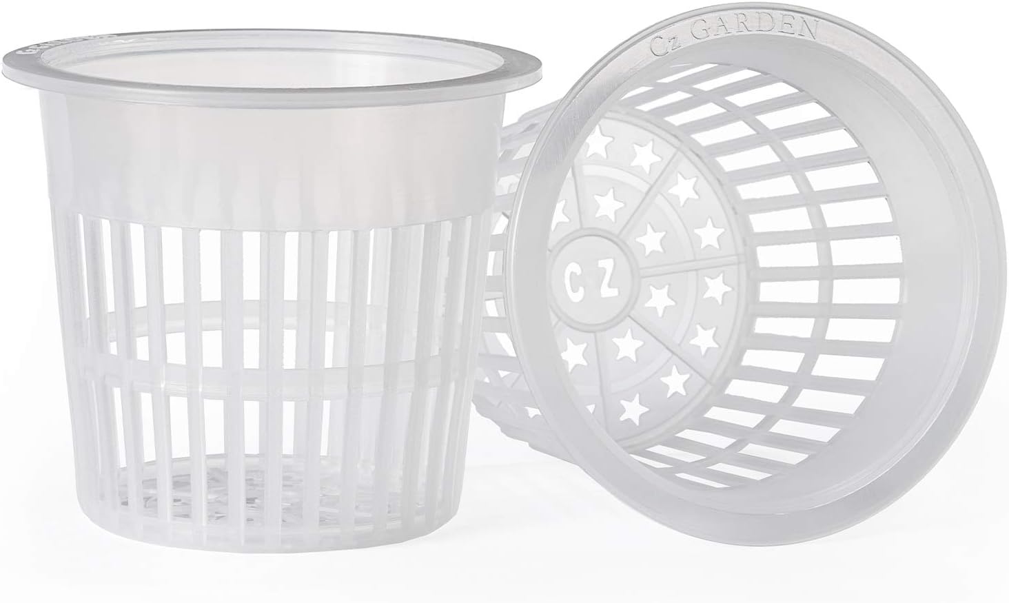 4 inch Orchid Pots | Heavy Duty Net Pots Round Cups - Wide Rim Design • Hydroponics Slotted Mesh (Cz All Star Net Pots – 10 Clear)