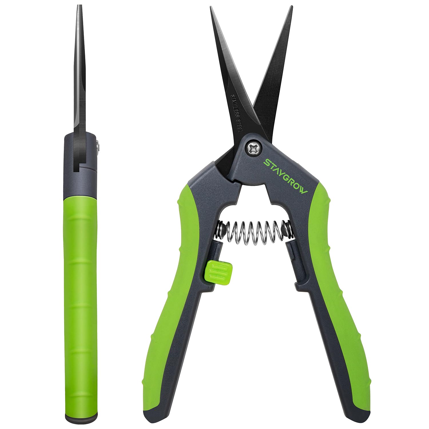 2pcs 6.5" Pruning Shears for Gardening Ultra Sharp Garden Scissors | Plant Snips for Precise Cuts, Stainless Steel Bonsai Clippers with Spring Loaded, Garden Shears (1pc Straight & 1pc Curved)
