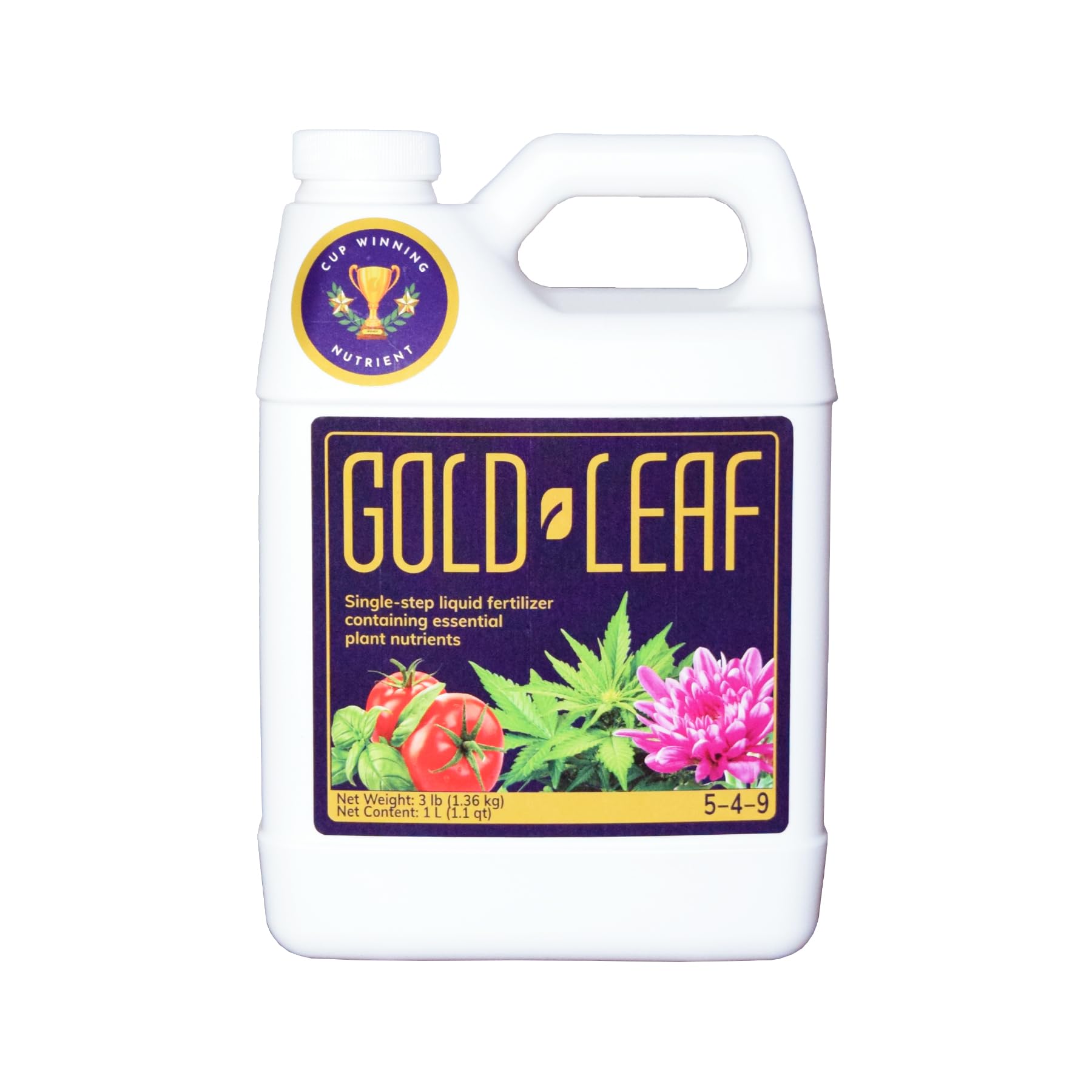 16.9 fl oz (500ml) Gold Leaf All-in-One Liquid Fertilizer | pH Balanced, Dechlorinates, No Additives Needed | Soil, Hydroponics, Coco | Complete Plant Food | Indoor & Outdoor, Tomatoes & Houseplants