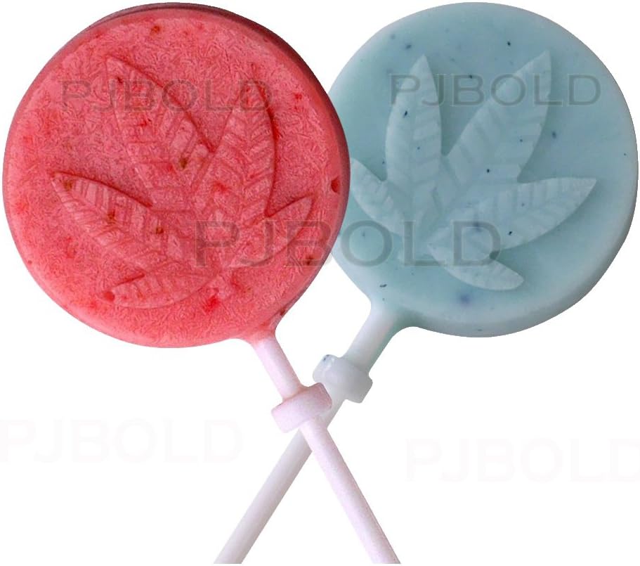 Marijuana Leaf Lollipop Silicone Candy Mold Tray, 2 Pack