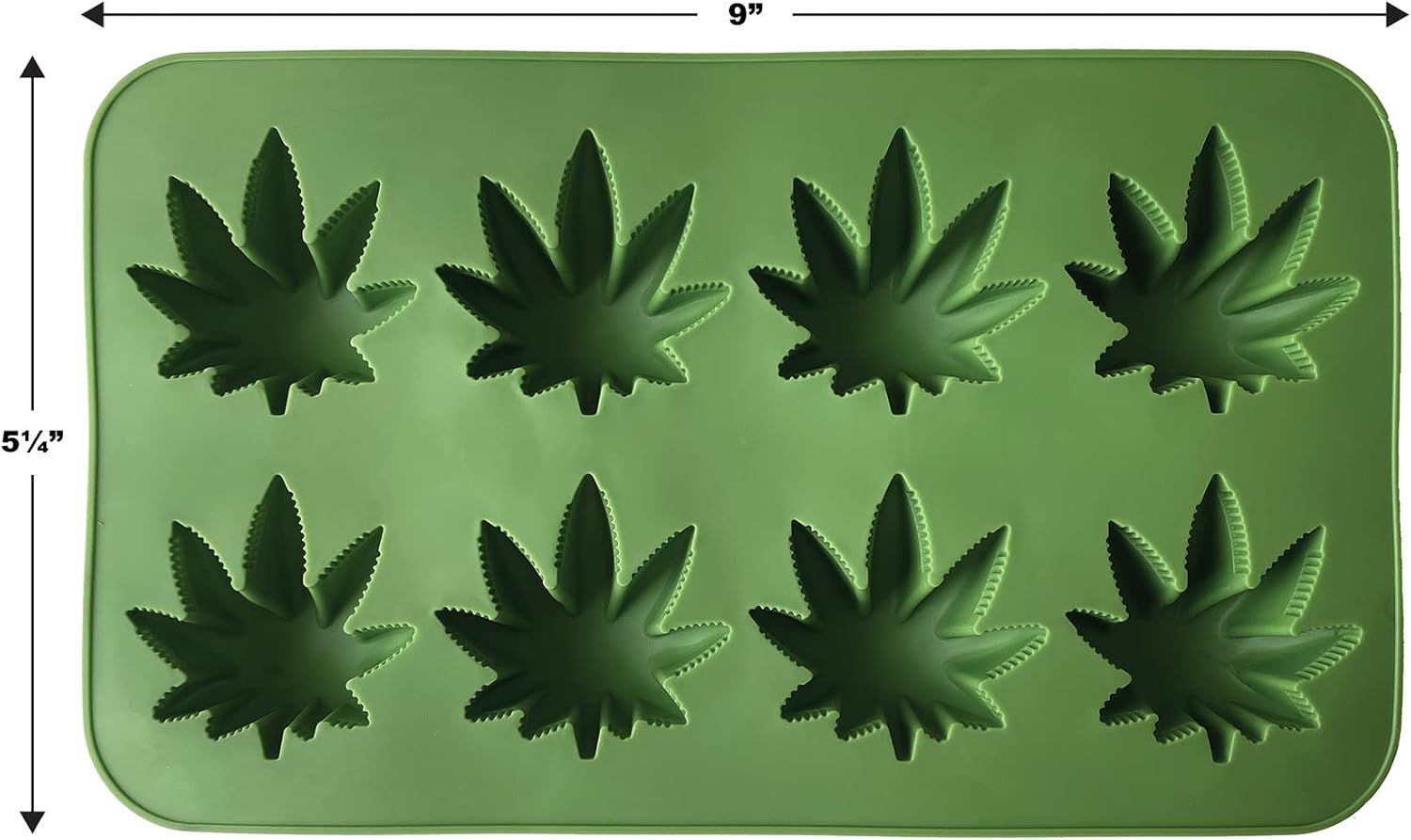 Beistle , 3 Piece Weed Ice Molds, 9" x 5.25", Green | Flexible silicone mold creates eight cannabis leaf-shaped ice cubes, chocolates, candies, gelatin treats, and frozen desserts