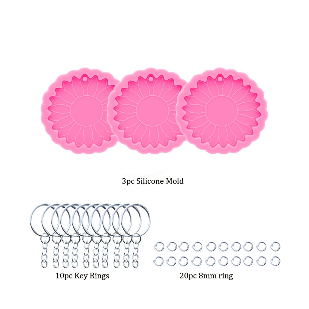 3pc Marijuana Silicone Keychain Mold, Pot Leaf Hemp Resin Epoxy Molds with 10Pc Key Ring (DY0156+DY0156+DY0156+PJ)