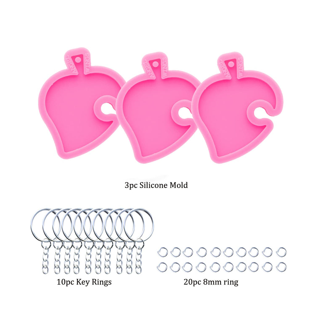 3pc Marijuana Silicone Keychain Mold, Pot Leaf Hemp Resin Epoxy Molds with 10Pc Key Ring (DY0156+DY0156+DY0156+PJ)