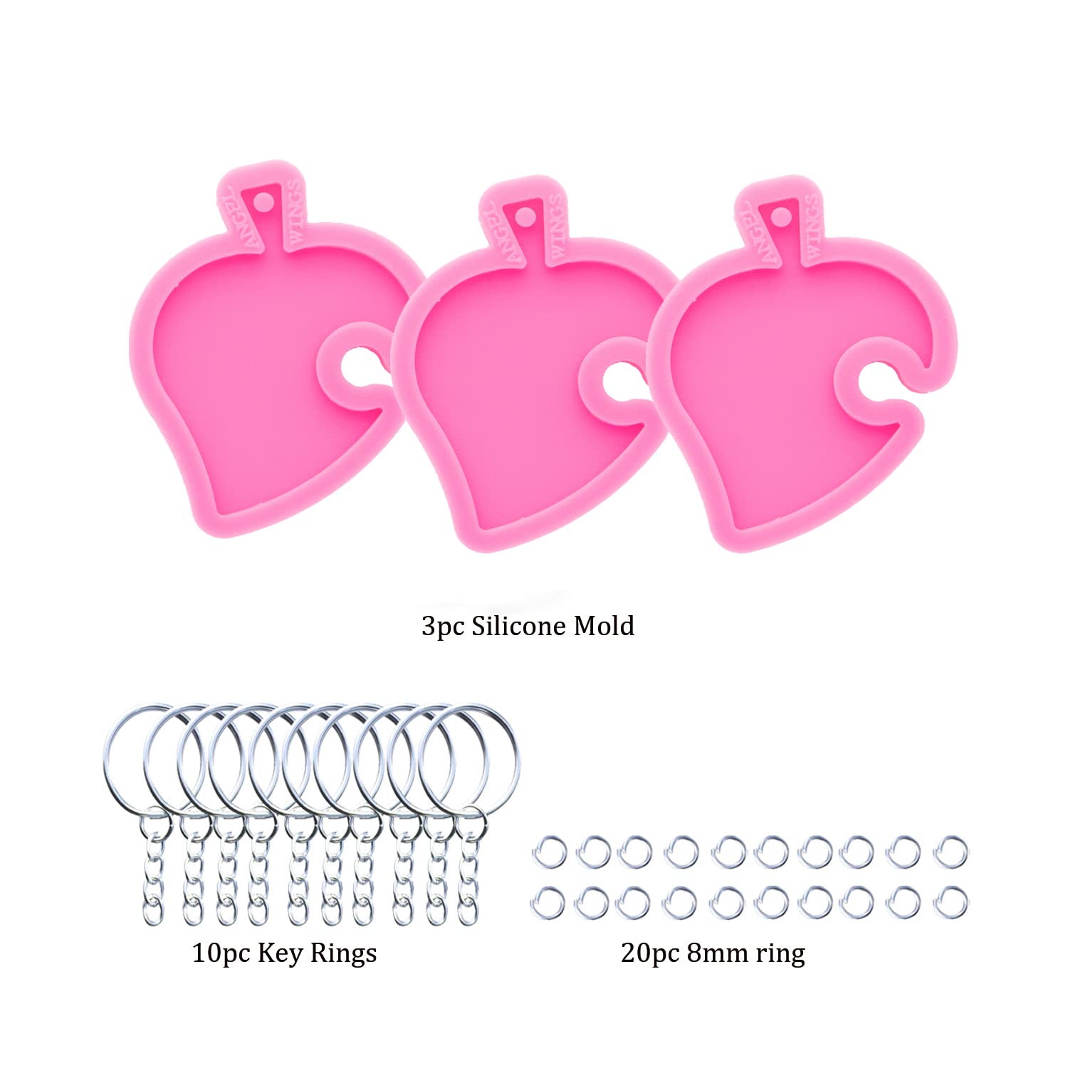 3pc Marijuana Silicone Keychain Mold, Pot Leaf Hemp Resin Epoxy Molds with 10Pc Key Ring (DY0156+DY0156+DY0156+PJ)