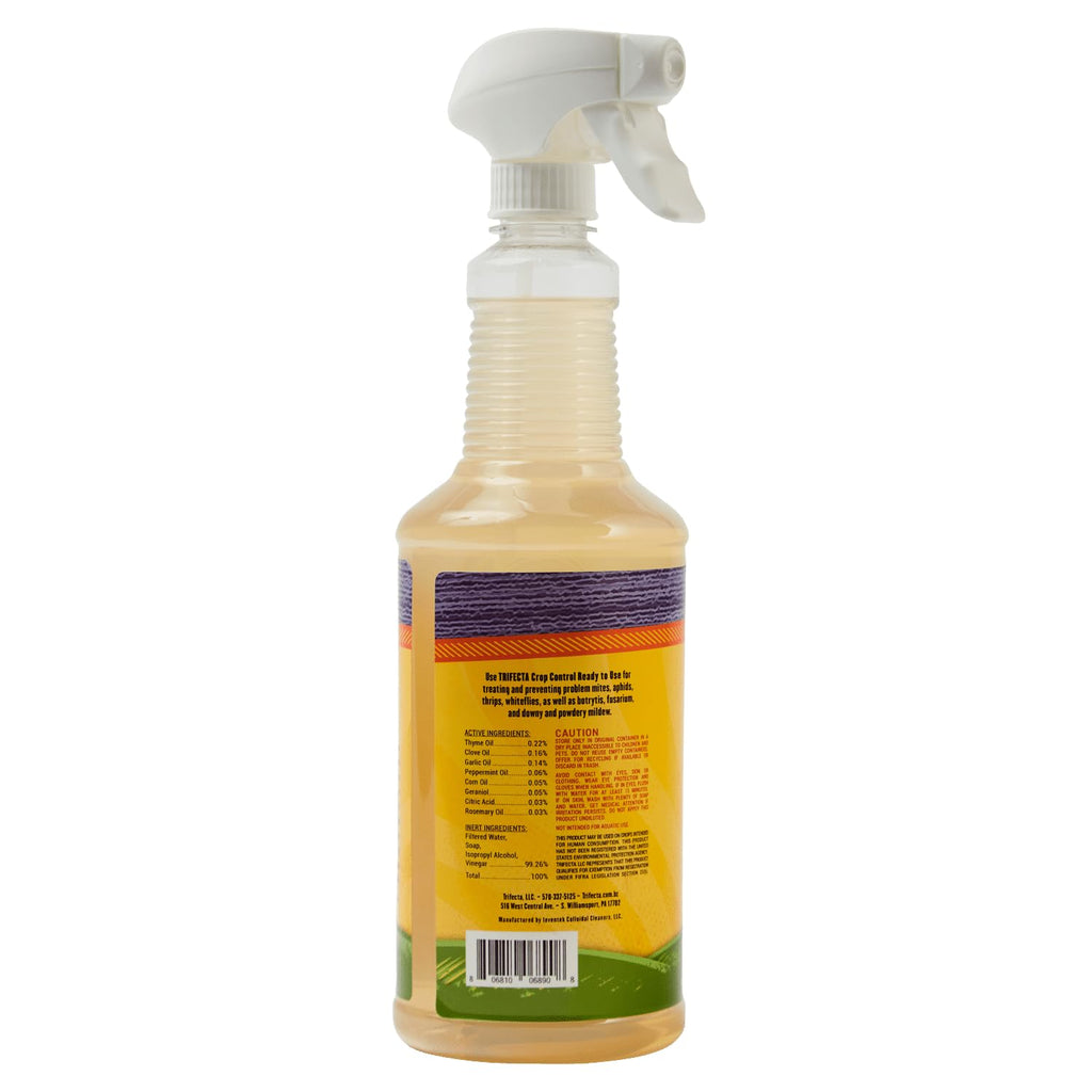 Trifecta Crop Control Ready to Use Maximum Strength Natural Pesticide, Fungicide, Miticide, Insecticide, Help Defeat Spider Mites, Powdery Mildew, Botrytis and Mold on Plants 32 OZ Size