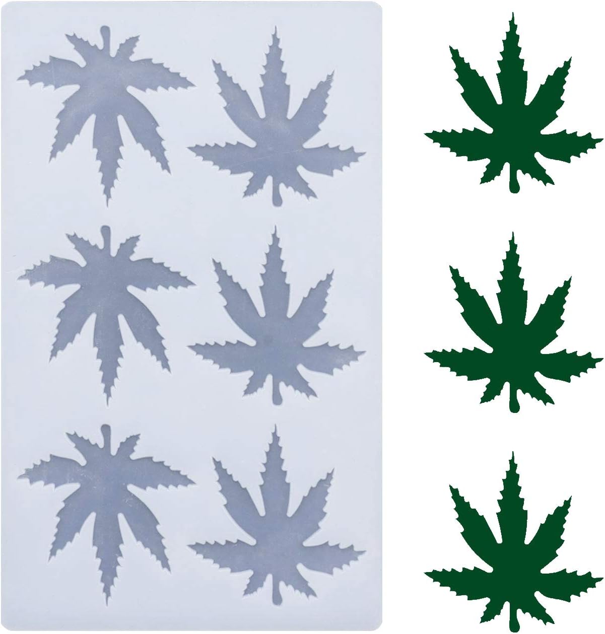 (THIN and SHALLOW) Marijuana Leaf Embossed Fondant Maple Silicone Mold for Chocolate Candy Gum Paste Polymer Clay Resin Kitchen Baking Sugar Craft Cake Cupcake Decorating Tools