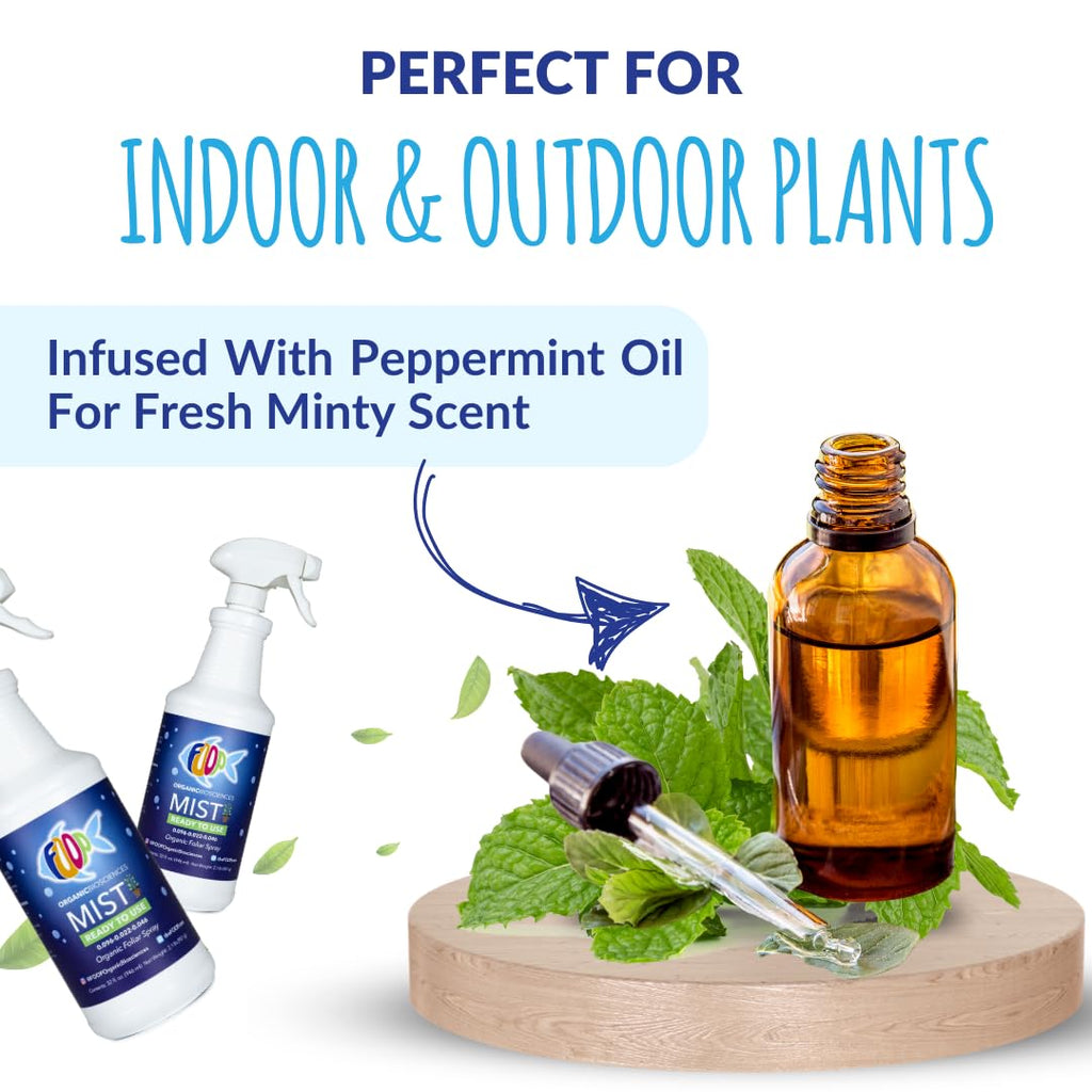 FOOP Mist Foliar Spray - Organic Plant Food in a Spray Bottle (with a Fresh Minty Scent) | Spray on Plants to Correct & Prevent Nutrient Deficiencies | Ready to Use, No Mixing (32oz)