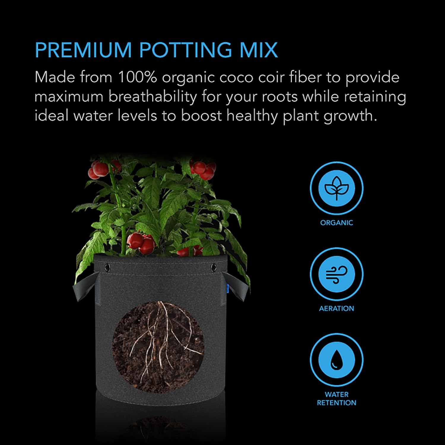 AC Infinity Instant Potting Mix, 2 lb. Premium Buffered Coco Coir Brick | Coconut Compost as Potting Soil Omri Listed, Low EC and pH Balance for Hydroponics Plant Growing and Propagation