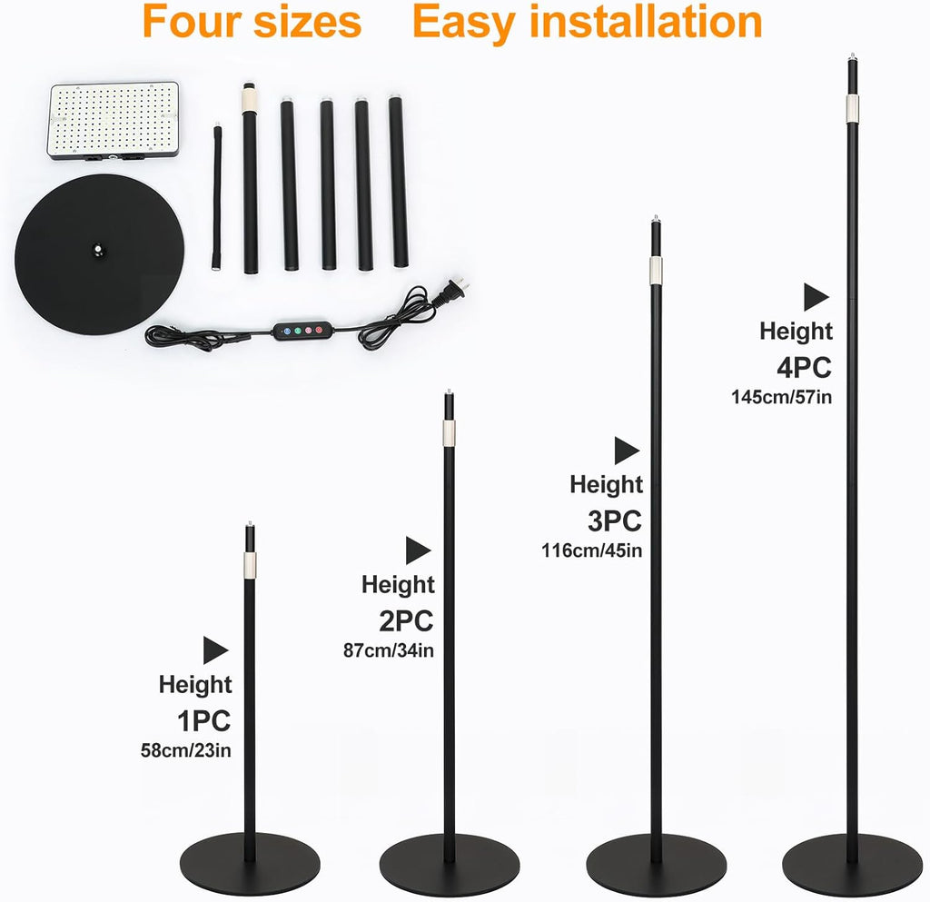 FECiDA 2026 Floor Lamp Grow Light, Standing Grow Lights with Stable Round Base for Tall Indoor Plants, Bonsai Tree, Monstera, 4/8/12/16/20 Hr Timer, 25 Watt Power Draw, 40"-76" Height Adjustable