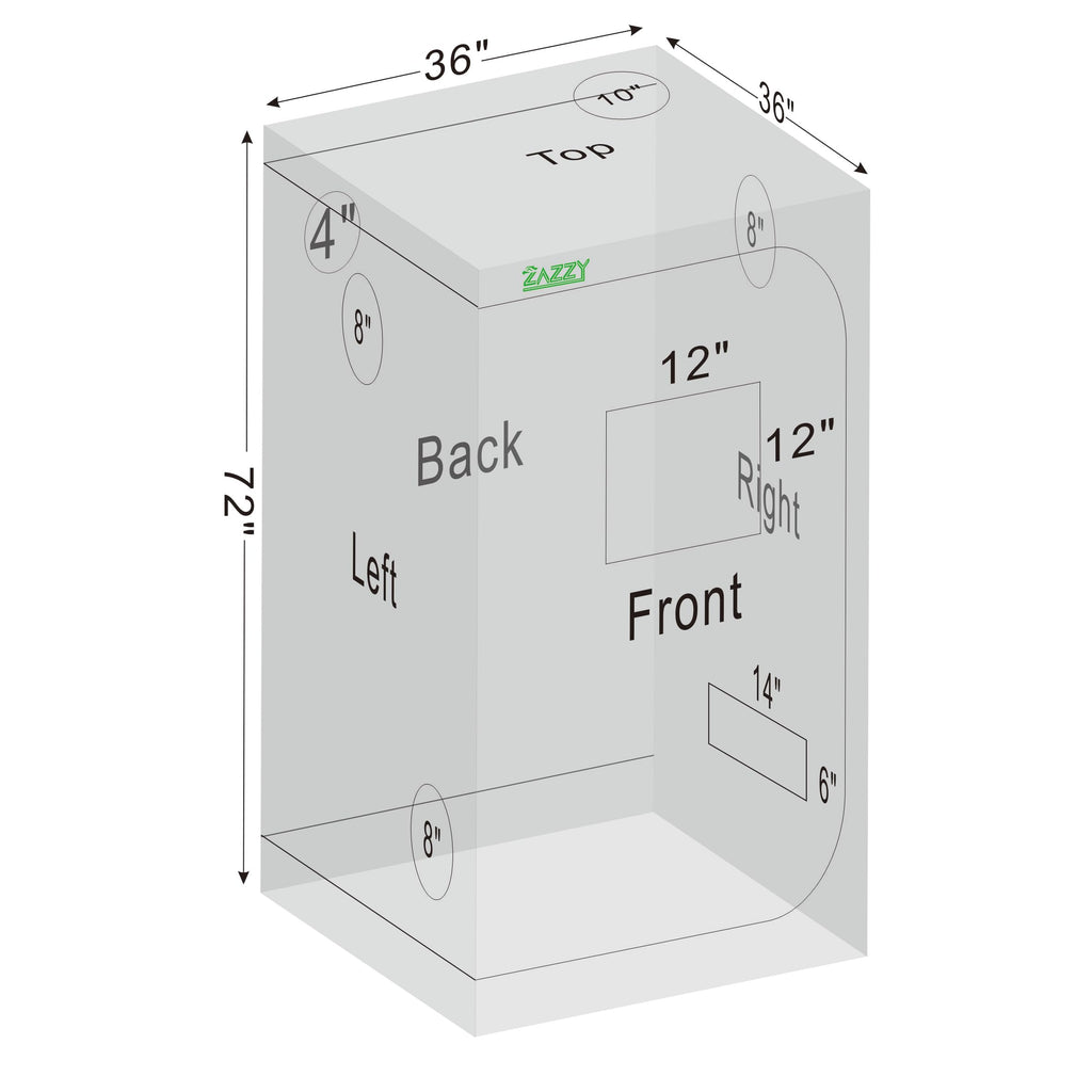 zazzy 3'X3' Grow Tent 32"x32"x63", High Reflective Mylar Growing Tent | Observation Window, Removable Floor Tray and Tool Bag for Planting Indoor Fruit Flower Veg