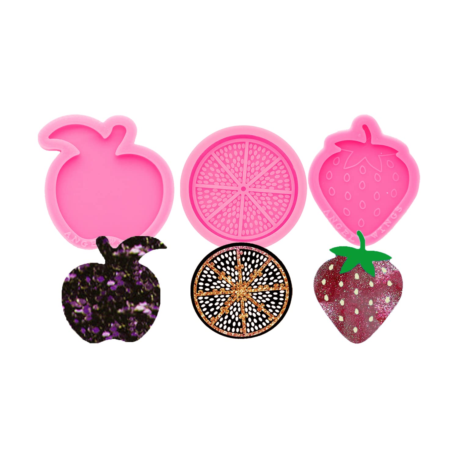 3pc Marijuana Silicone Keychain Mold, Pot Leaf Hemp Resin Epoxy Molds with 10Pc Key Ring (DY0156+DY0156+DY0156+PJ)