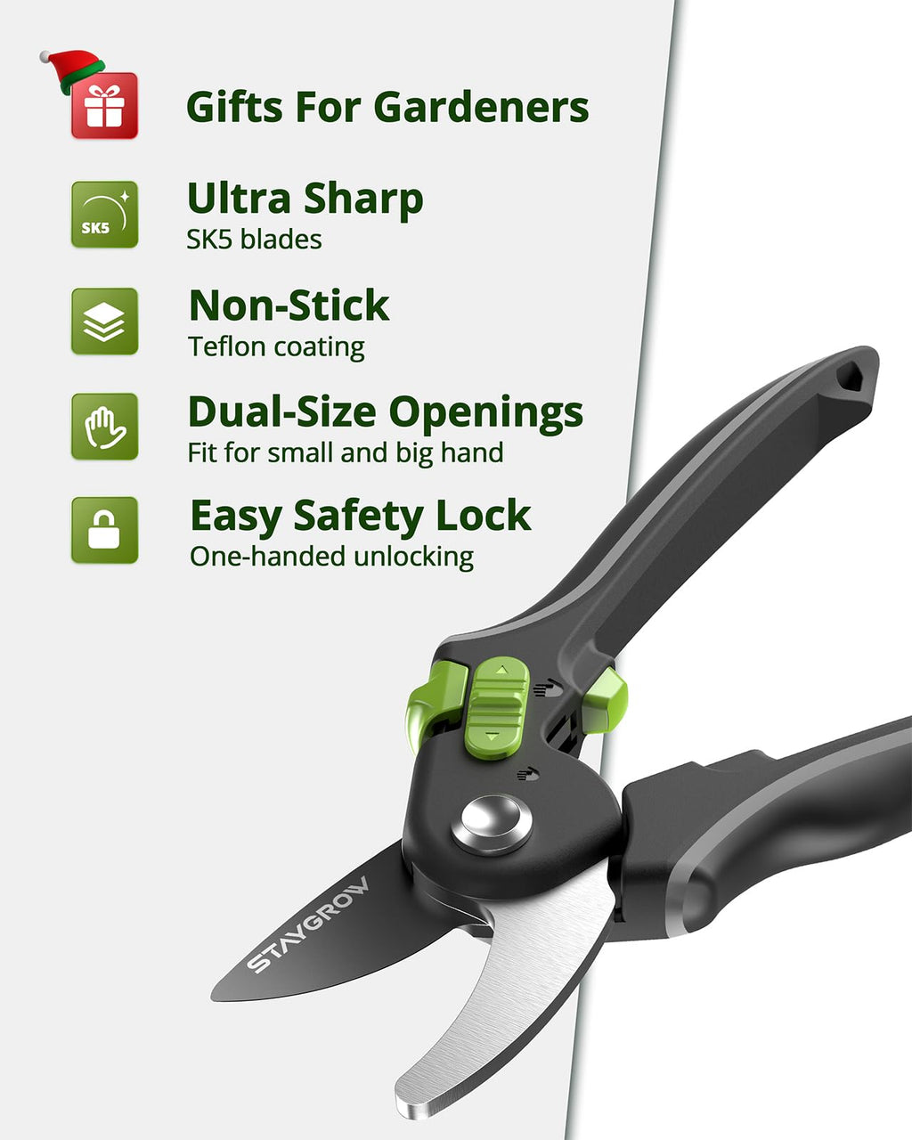 2pcs 6.5" Pruning Shears for Gardening Ultra Sharp Garden Scissors | Plant Snips for Precise Cuts, Stainless Steel Bonsai Clippers with Spring Loaded, Garden Shears (1pc Straight & 1pc Curved)