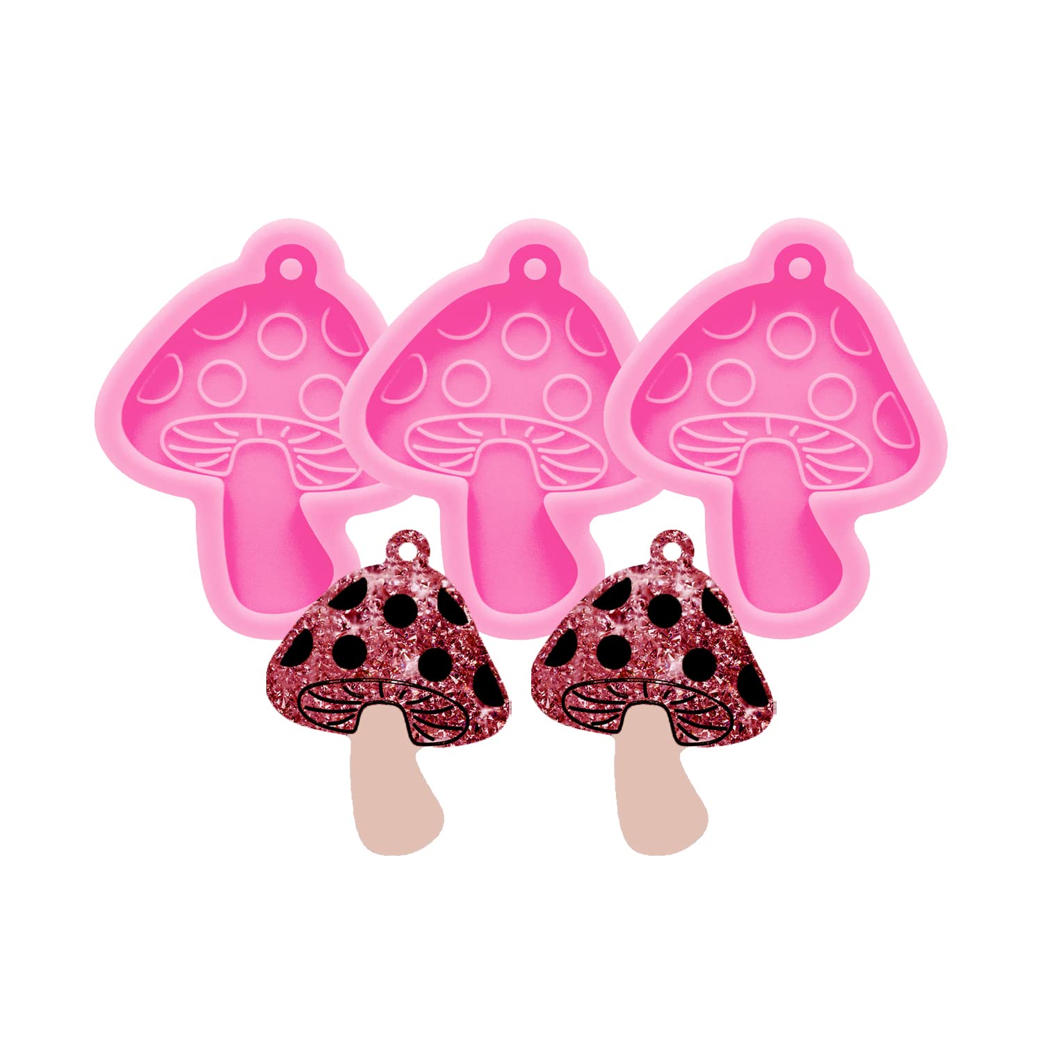 3pc Marijuana Silicone Keychain Mold, Pot Leaf Hemp Resin Epoxy Molds with 10Pc Key Ring (DY0156+DY0156+DY0156+PJ)