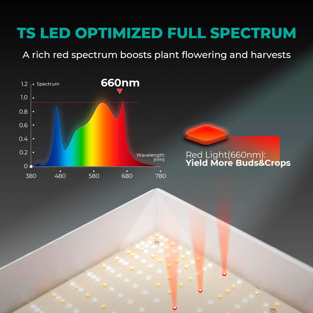 MARS HYDRO 150W TS1000 LED Grow Light for Indoor Plants Full Spectrum | Patented Reflective Hood, Dimmable & Silent Fanless, Daisy-Chain Link, Uniform Light for 2x2/3x3 Grow Tent, Veg to Bloom