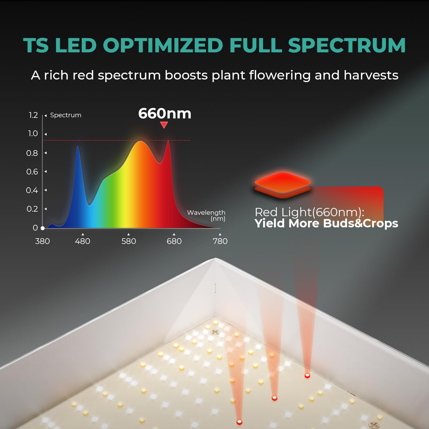 MARS HYDRO 150W TS1000 LED Grow Light for Indoor Plants Full Spectrum | Patented Reflective Hood, Dimmable & Silent Fanless, Daisy-Chain Link, Uniform Light for 2x2/3x3 Grow Tent, Veg to Bloom