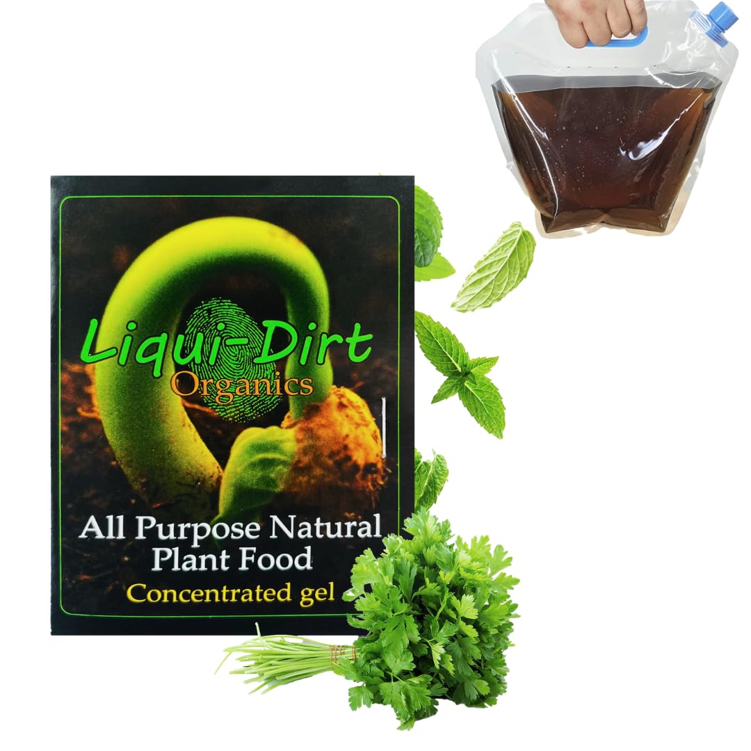 LiquiDirt Organic All-Purpose Plant Food - 100% Bio-Digested Liquid Fertilizer for Indoor Houseplants, Succulents, Herbs & Garden - Won't Burn Roots - Makes 250+ Gallons