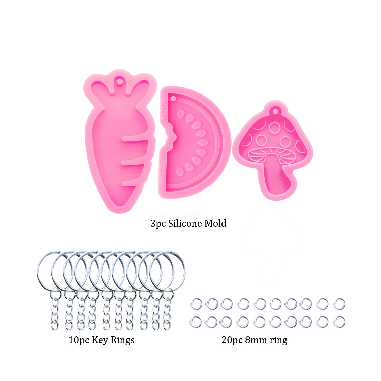 3pc Marijuana Silicone Keychain Mold, Pot Leaf Hemp Resin Epoxy Molds with 10Pc Key Ring (DY0156+DY0156+DY0156+PJ)