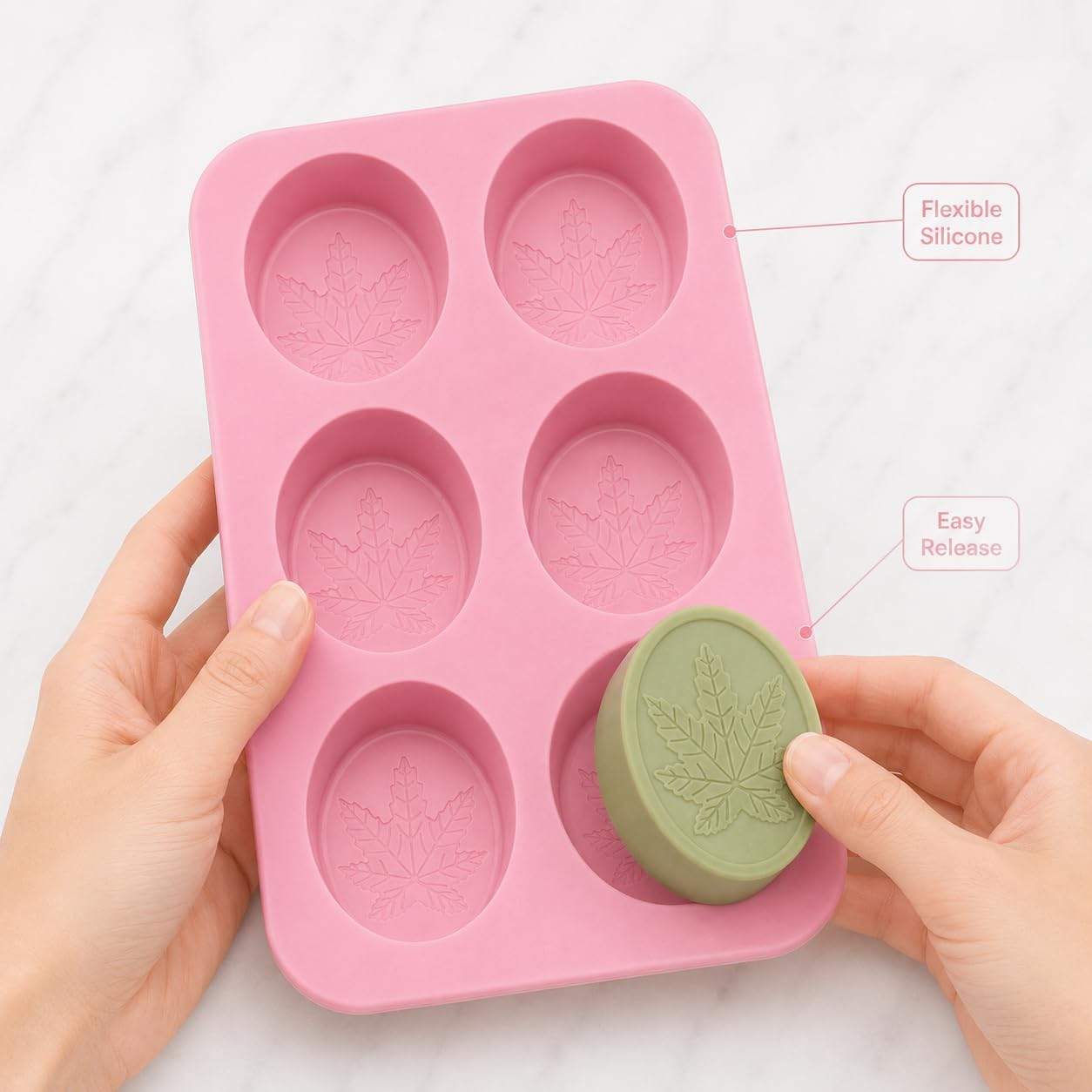 Marijuana Leaf Shaped Embossed Design Silicone Oval Soap Mold Tray Homemade Soap DIY Tray Mould, Set of Two