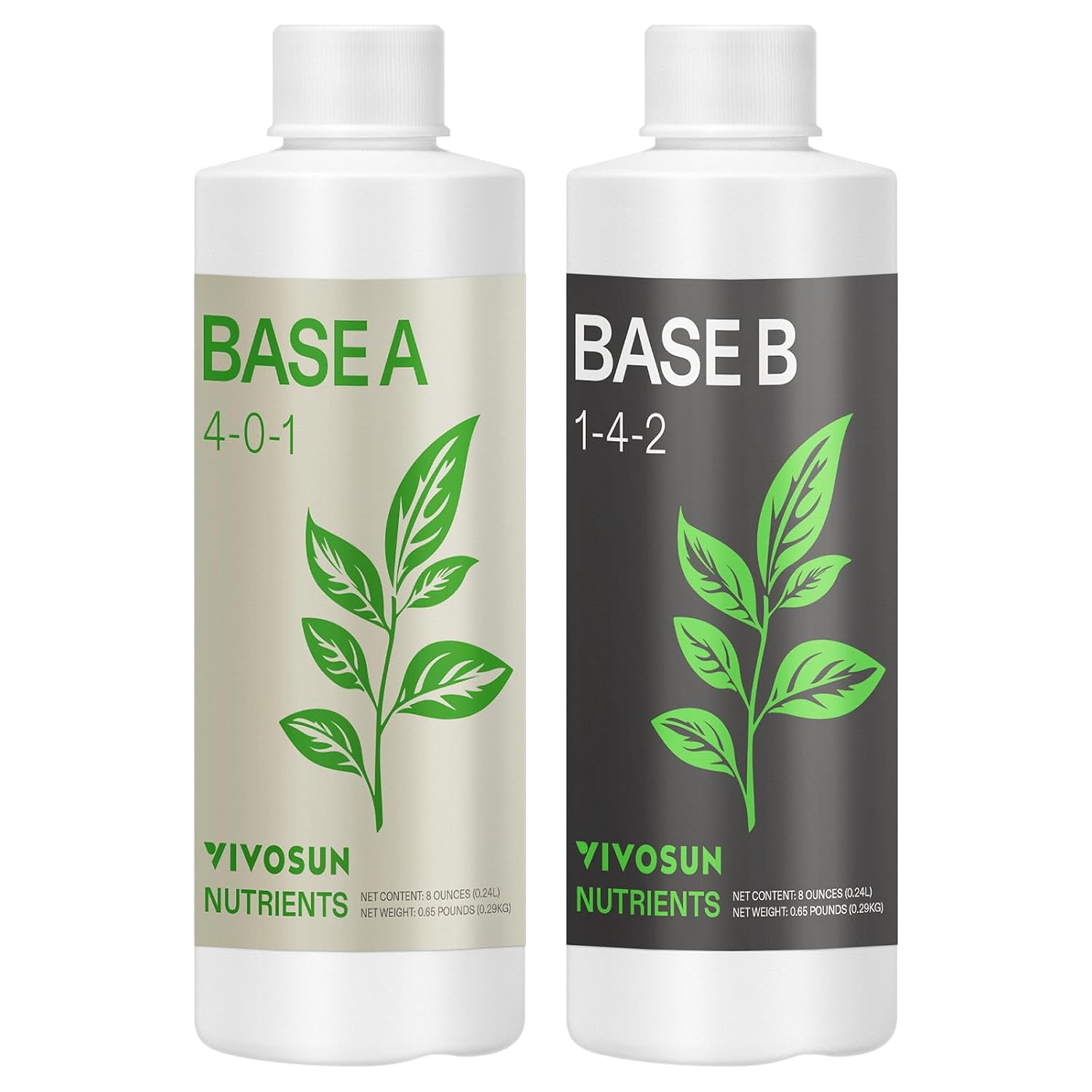 VIVOSUN Liquid Nutrients Base A & B Bundle, Set of 8oz | Grow Big Hydroponic Fertilizer, Supports Vegetative and Flowering Stages for Outdoor, Indoor Plants, Best Plant Food